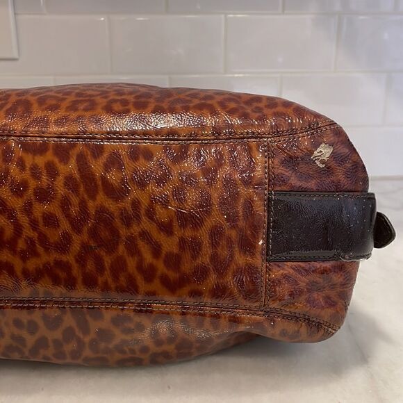 Coach Maggie Mia Ocelot High Gloss Patent Leather Hobo Shoulder Bag - Picture 9 of 16